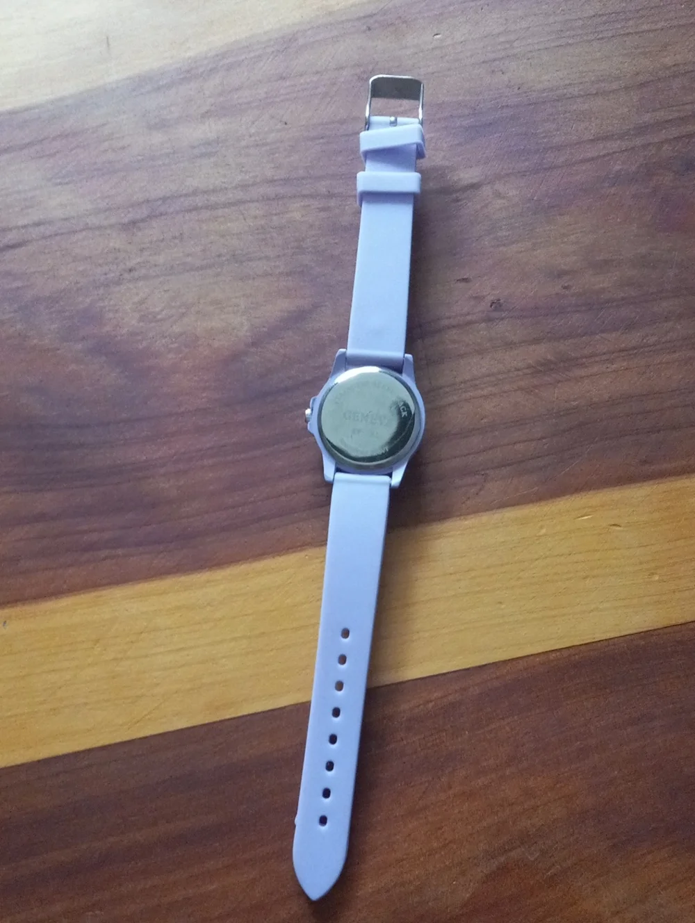 Geneva Lavender Silicone Band Watch with Crystal Silver Bezel